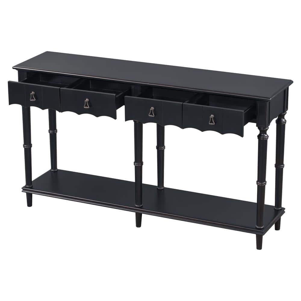 63 in. W x 15 in. D x 35.4 in. H Bathroom Black Linen Cabinet