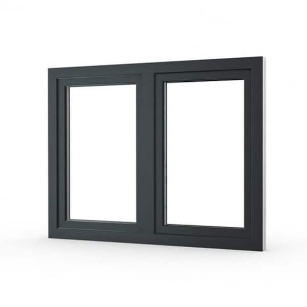 48 in. x 48 in. Elite Euro Black Exterior White Interior Double-Pane Vinyl Tilt/Turn Window with Screen, LH Inward Swing