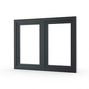 48 in. x 48 in. Elite Euro Black Exterior and White Interior Double-Pane Vinyl Tilt/Turn Window with Right Swing