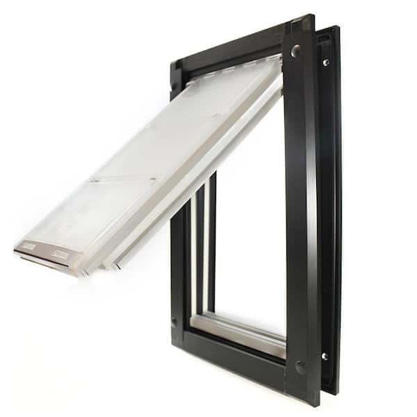 Endura Flap 8 in. x 14 in. Medium Double Flap for Doors with Black Aluminum Frame