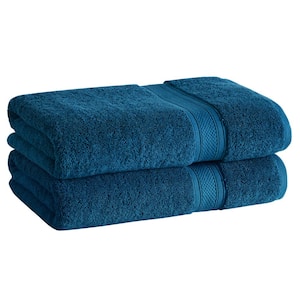 100% Cotton Low Twist Bath Towels (30 in. L x 54 in. W), 550 GSM, Highly Absorbent, Super Soft (2-Pack, Peacock Blue)