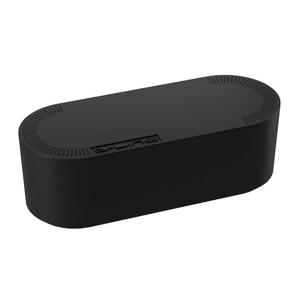 Black Cable Management Box with Power Strip Holder, Desk Cord Organizer and Floor Outlet Hider for Home or Office