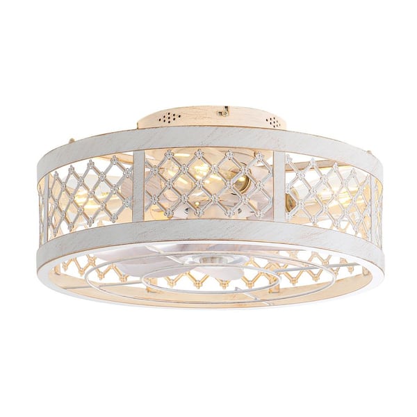 Breezary Webb 16.5 in. Indoor White/Gold Small Ceiling Fan with Light Kit and Remote Control Included