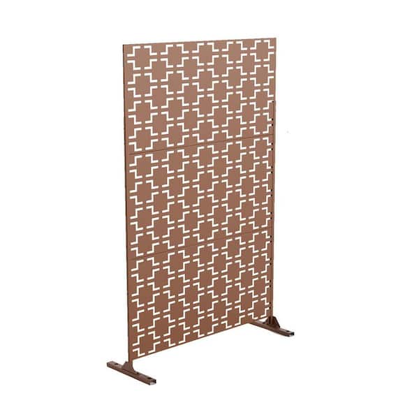 Tidoin 6.33 ft. H x 3.93 ft. W Brown Laser Cut Privacy Mesh Screening Garden Metal Fence Panel