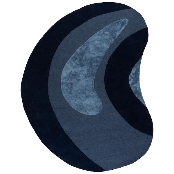 Novelty 9 ft. x 12 ft. Specialty Blue Abstract Curved Area Rug