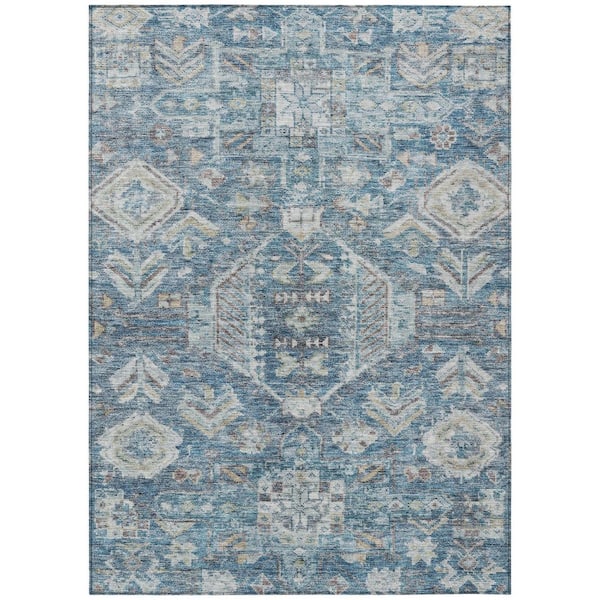 Chantille Machine Washable Indoor/Outdoor Abstract ACN2356 Denim 9 ft. x 12 ft. Area Rug