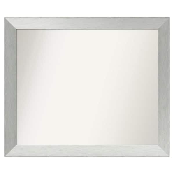 Amanti Art Brushed Sterling Silver 32 in. x 27 in. Custom Non-Beveled Wood Framed Bathroom Vanity Wall Mirror