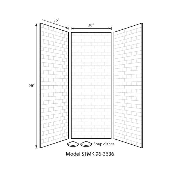 Elevate 36-In. x 36-In. x 72-In. Subway Pattern 2pc Shower Surround
