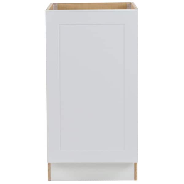 Hampton Bay Cambridge White Shaker Assembled Base Cabinet with a Soft Close Pull Out Trash Can (18 in. W x 24.5 in. D x 34.5 in. H)