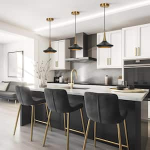 Modern Black and Brass Kitchen Island Pendant Lighting Contemporary 1-Light Bell Dining Living Room Hanging Chandelier