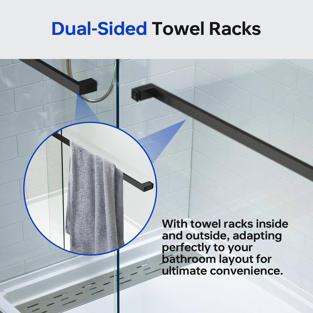 60" x 76" Frameless Sliding Shower Door with Chrome Finish