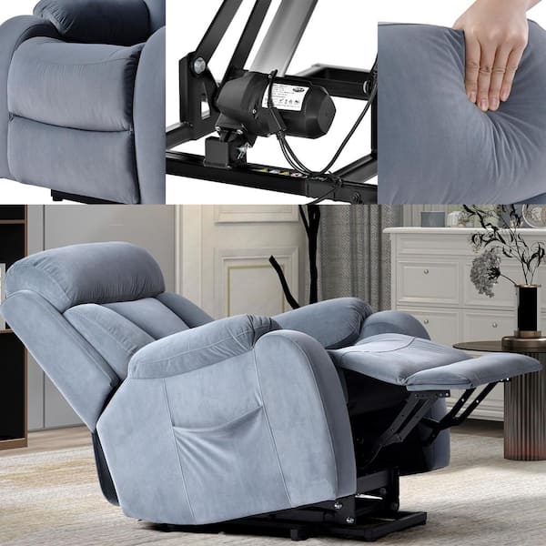 Z-joyee Light Blue Polyester Recliner Electric Power Lift