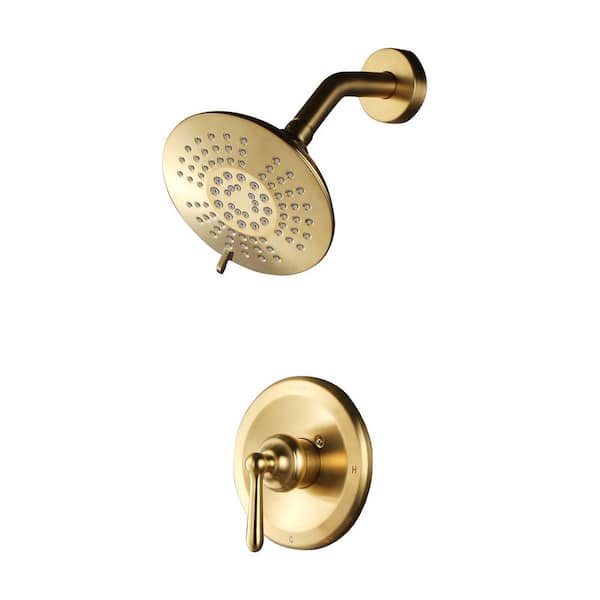 Single Handle 5-Spray Fixed Shower Faucet 1.8 GPM with Adjustable Head in Brushed Gold (Valve Included)