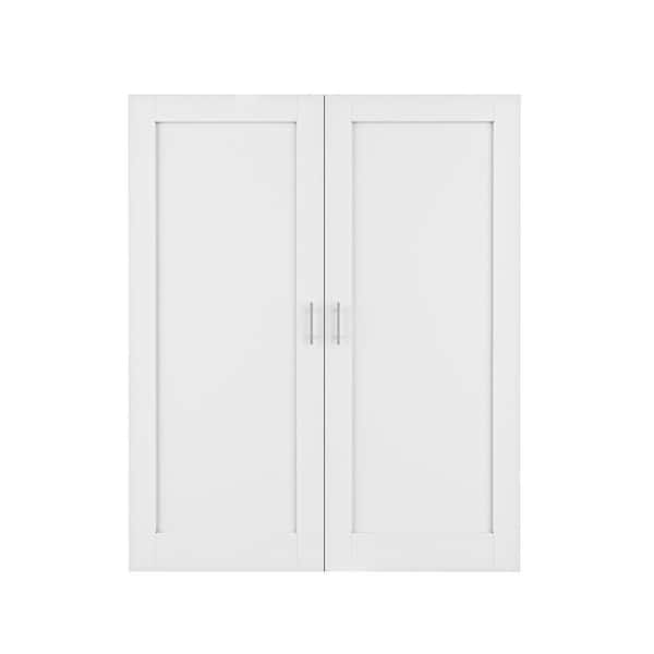 36 in. x 80 in. (Double 18 in. ) 1- Panel French Doors Primed Solid Core Wood Double Interior Door Slab With Ball Catch