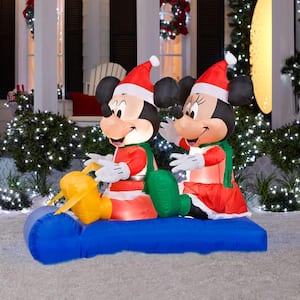 5 ft Pre-Lit LED Mickey and Minnie's Sled Scene Christmas Inflatable