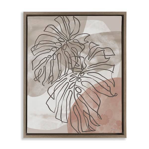 Stupell Industries Leaf Outlines in Earth Tones by Cat Thurman Designs Brown Floater Frame Abstract Graphic Art Print 31 in. x 25 in.