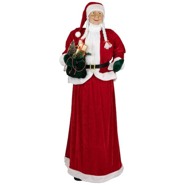 Mrs. Claus Standing Commercial Christmas Figure with Gift Bag-6'