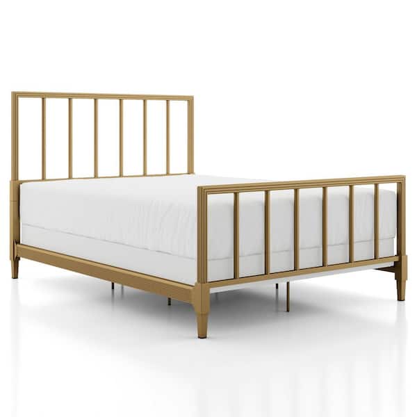 Rava Gold Metal Frame Queen Panel Bed