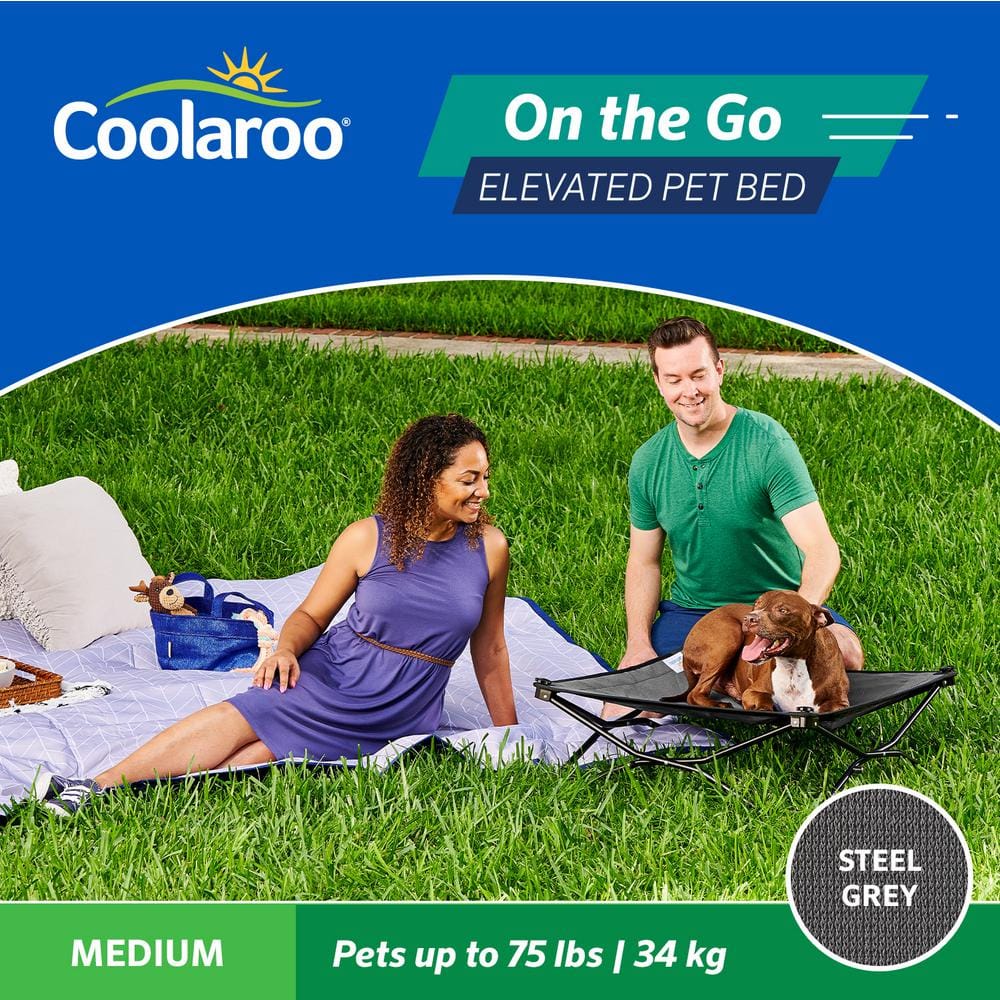Medium Steel Gray Elevated Outdoor Pet Bed with Alloy Steel Frame