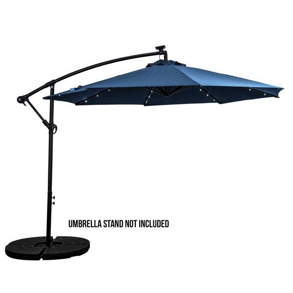 Sun-Ray 10 ft. Cantilever Offset Aluminum Solar Umbrella Cross Base in Denim Blue