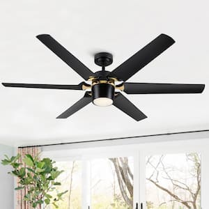 60 in. Integrated LED Modern Luxury Indoor Black Gold Ceiling Fan with DC Rversible Motor and Remote Control