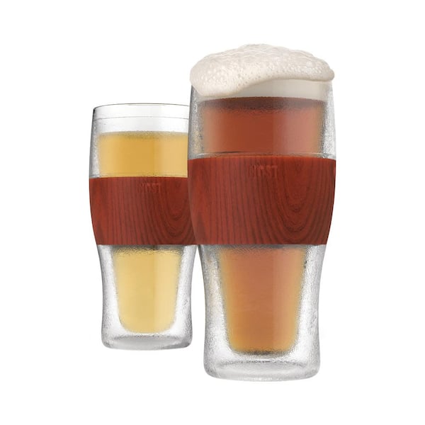 Host Beer Freeze Cooling Cups, Set of 2, Wood