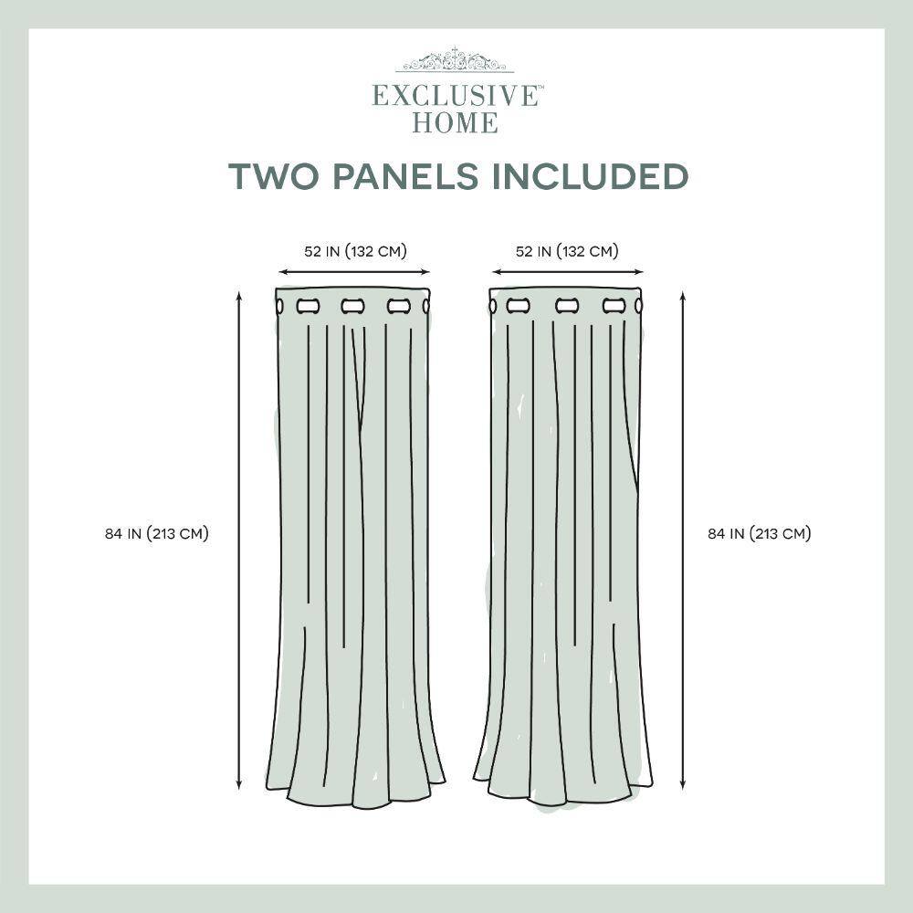 Amelia White Embroidered Blackout Grommet Curtain Panels 52x84