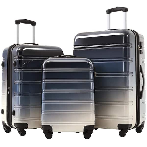Tatahance 3-Piece Gradient Black Hardside Spinner Luggage Set with TSA Lock (20/24/28 in.)