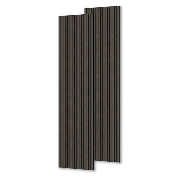 comforthomi 0.9 in. x 1.71 ft. x 8.86 ft. Brown Acoustic/Sound Absorb 3 D Oak Overlapping Wood Slat Decorative Wall Paneling 2-Pack