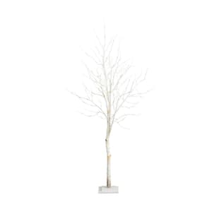 6 ft. Pre-Lit Artificial White Birch Tree with 90 White LED Lights