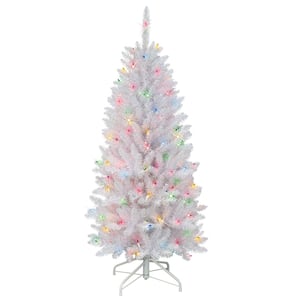 Pre-Lit 4.5 ft. Pencil White Fraser Fir Artificial Christmas Tree with 150-Lights, White