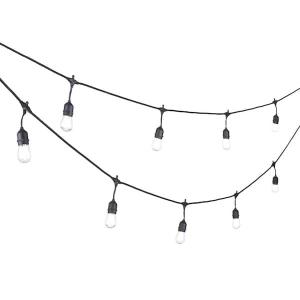 Hampton Bay - 24-Light 48 ft. Plug-in Indoor/Outdoor Edison Patio String Light with S14 Single Filament LED Bulbs