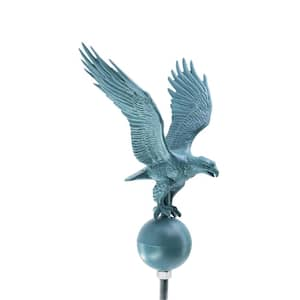 12" Aluminum Flagpole Eagle - Verdigris with Verdigris Globe