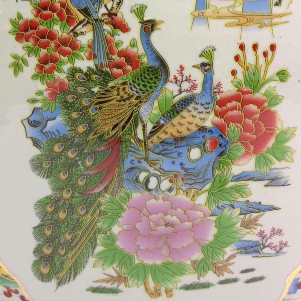 Unbranded - Oriental Furniture 14 in. Satsuma Birds & Flowers Porcelain Fishbowl