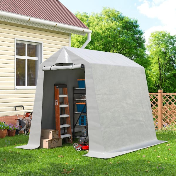 JAXPETY 6.1 ft. W x 7.2 ft. H Car Canopy Portable Garage Carport Outdoor Storage Shed with Roll-Up Zipper Doors