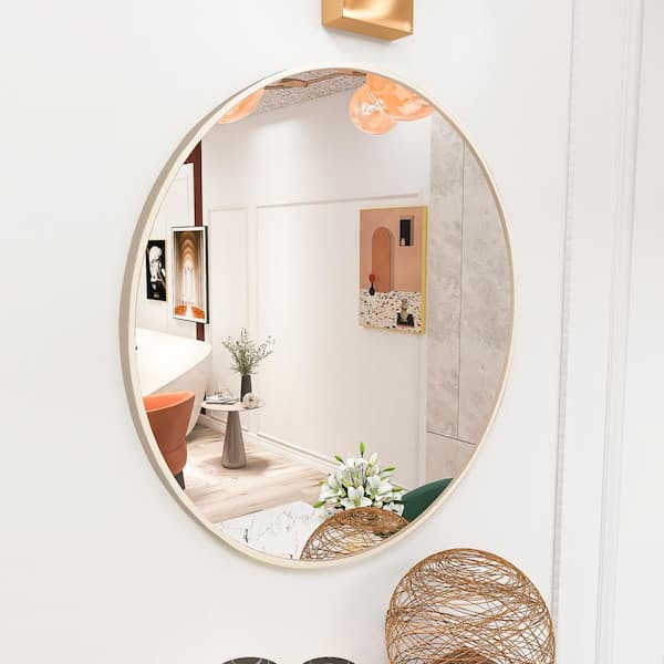 Round Mirrors Bathroom Mirror Gold - 24 Inches Circle Mirror for Wall  Mirror Geo