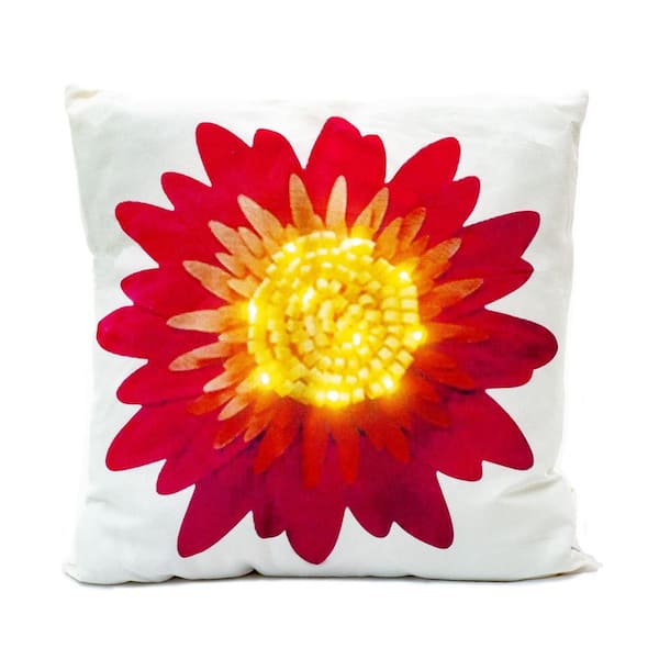 Ultimate Innovations by the DePalmas Daisy Flower Indoor/Outdoor LED 20 in. Throw Pillows (Set of 2)