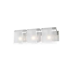 Zephyr 23.12 in. 3-Light Brushed Nickel Vanity Light with Frosted Glass