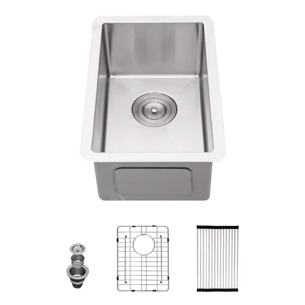 12 in. Undermount Singel Bowl 16-Gauge Brushed Nickel Stainless Steel Kitchen Sink with Drain price history on PriceWatchPro