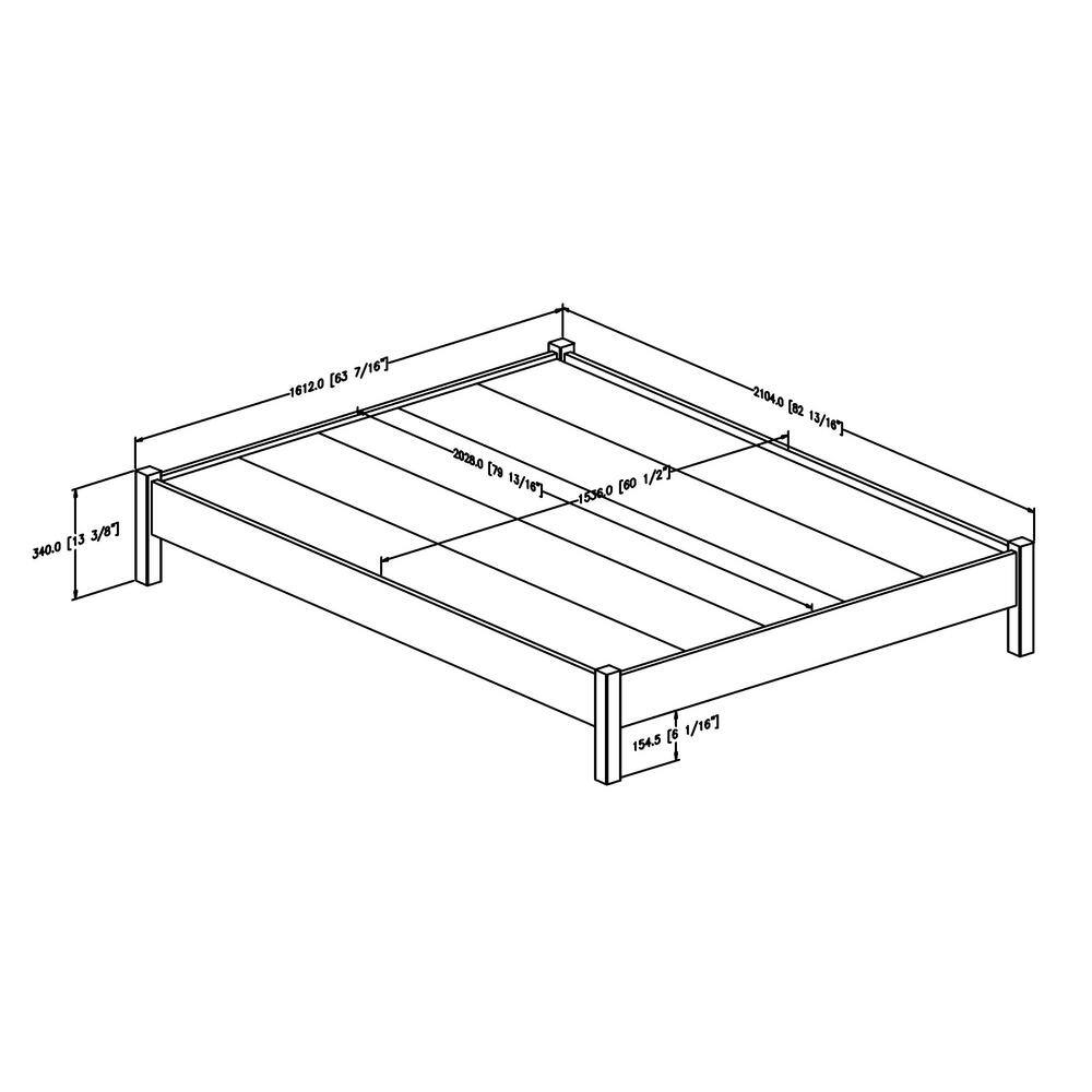 Weathered Oak Queen Platform Bed with Upholstered Headboard