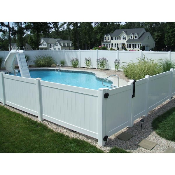 Weatherables 48 in. H x 212 ft. L Pembroke White Vinyl Flat Top Complete Privacy Fence Project Pack