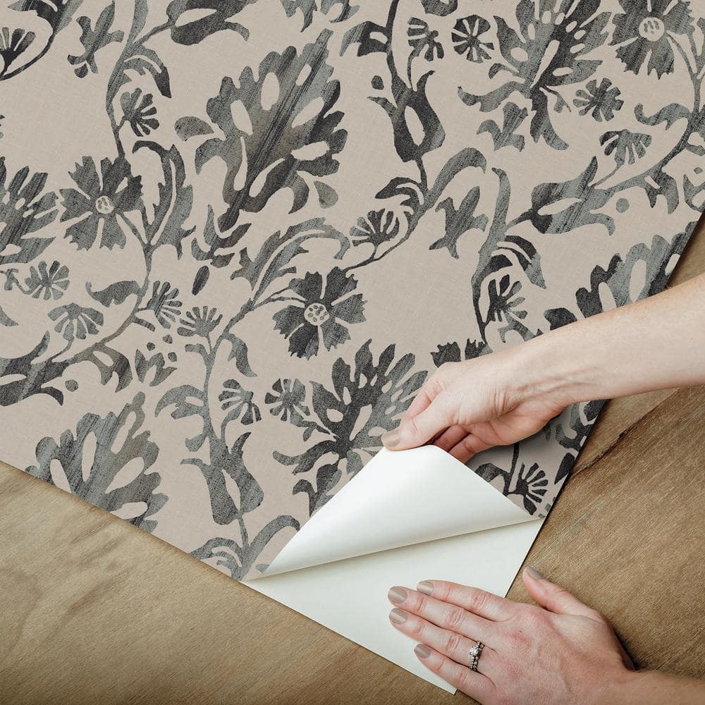 Taupe Damask Peel and Stick Vinyl Wallpaper Roll