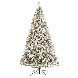 9 ft. Flocked West Virginia Fir Artificial Christmas Tree with 650 Clear LED Lights and 1320 Bendable Branches