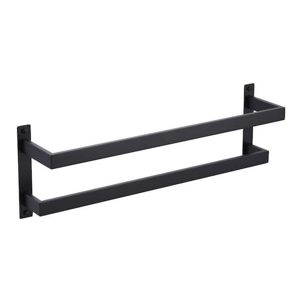 24 in. Wall Mounted Double Towel Bar Bath Hardware Accessory in Matte Black