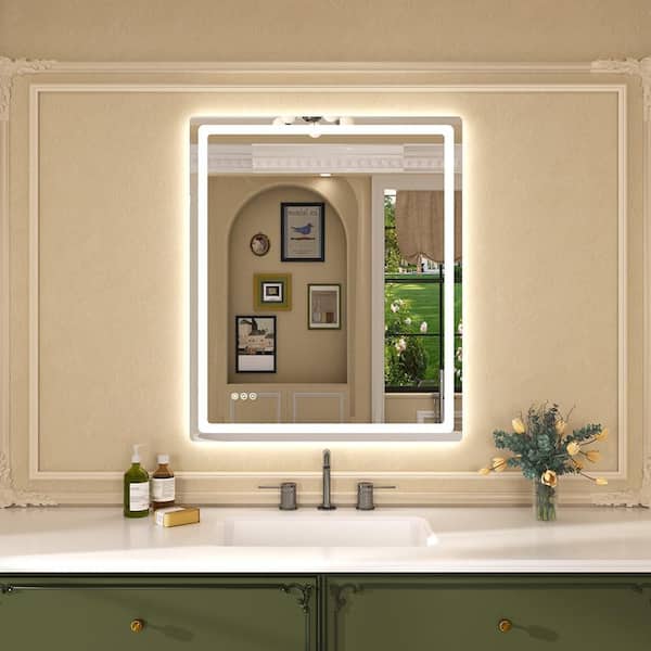 Twinkle 30 in. W x 36 in. H Rectangular Frameless Anti-Fog LED Dimmable Wall Bathroom Vanity Mirror in Polished Crystal