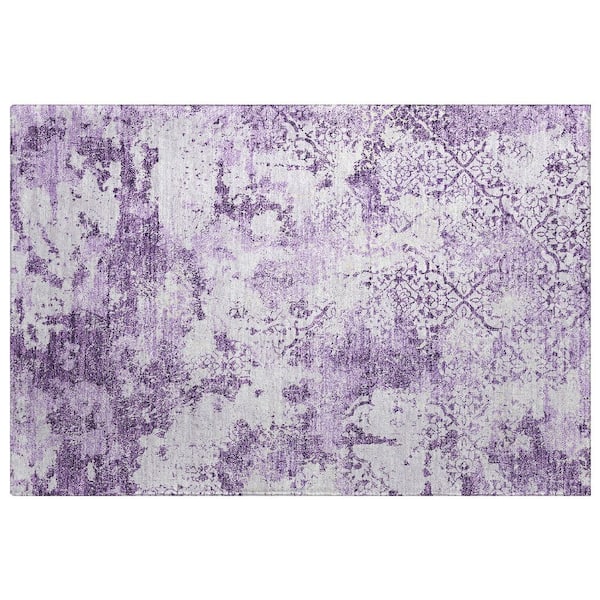 Dream Shag Premium Machine Washable Abstract ADS769 Lavender 2 ft. x 3 ft. Accent Rug