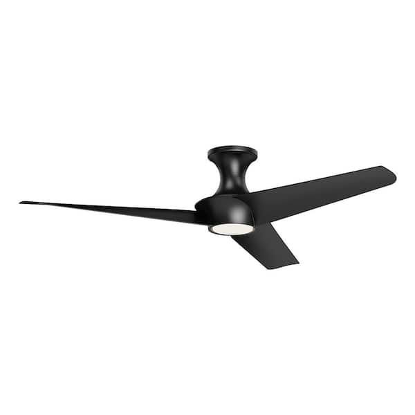 Emiko-H 56 in. 1-Light Matte Black Integrated Indoor LED Hugger Ceiling Fan