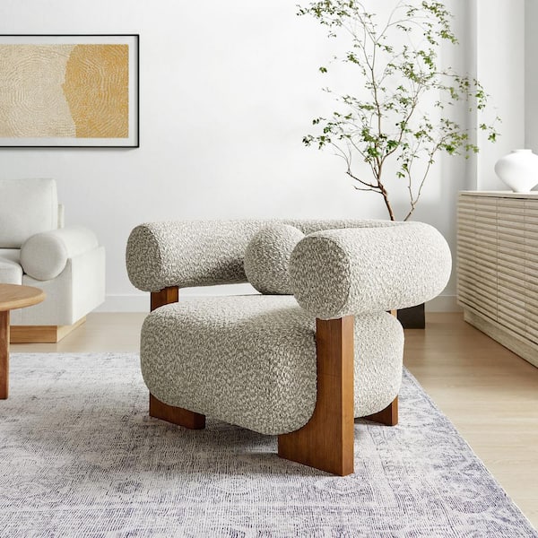 Jace Boucle Fabric Accent Chair in River Rock