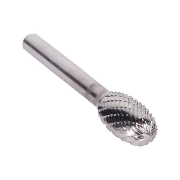1/4 in. x 3/8 in. Oval Solid Carbide Burr Rotary File Bit with 1/4 in. Shank