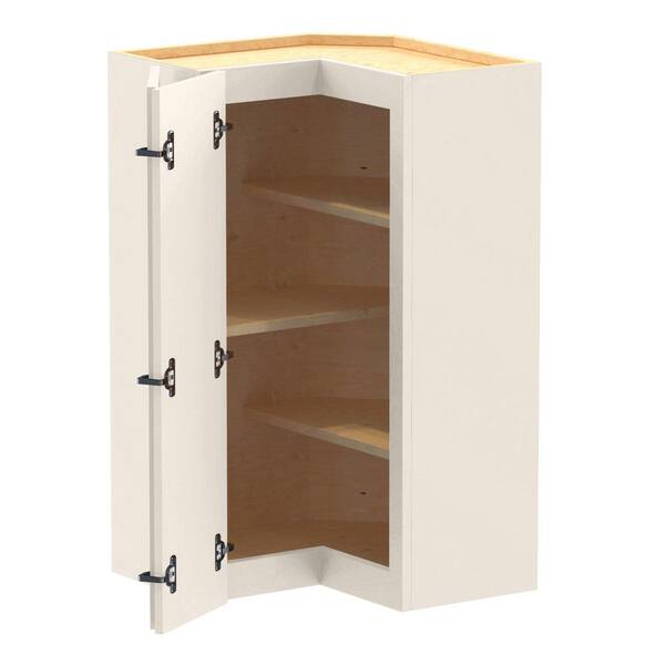 Home Decorators Collection Newport 21 in. W x 12 in. D x 36 in. H Assembled Plywood Corner Wall Kitchen Cabinet in Blended Cream with Shelves